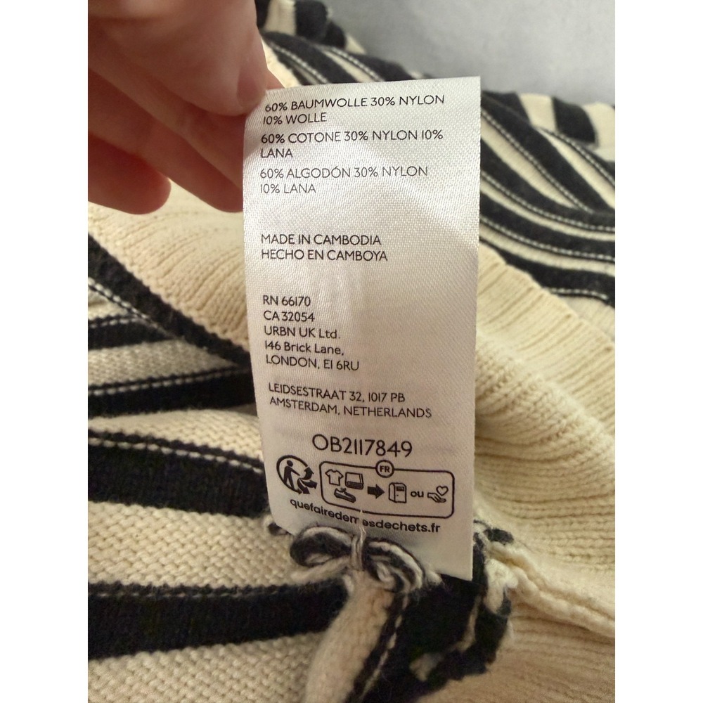 Anthropologie Maeve Chandler Sweater Womens XL Black Cream Boxy Minimalist Chic - Picture 13 of 14